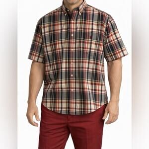Ralph Lauren Mens Shirt Large Short Sleeve Blake Red Plaid Button Up Black Label